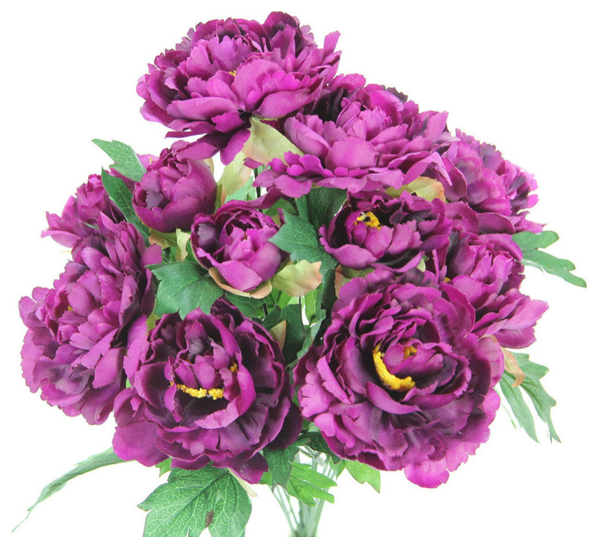 Artificial Spring Mixed Flower 11 stem Peony Bush ,  ABN1B013-PUR