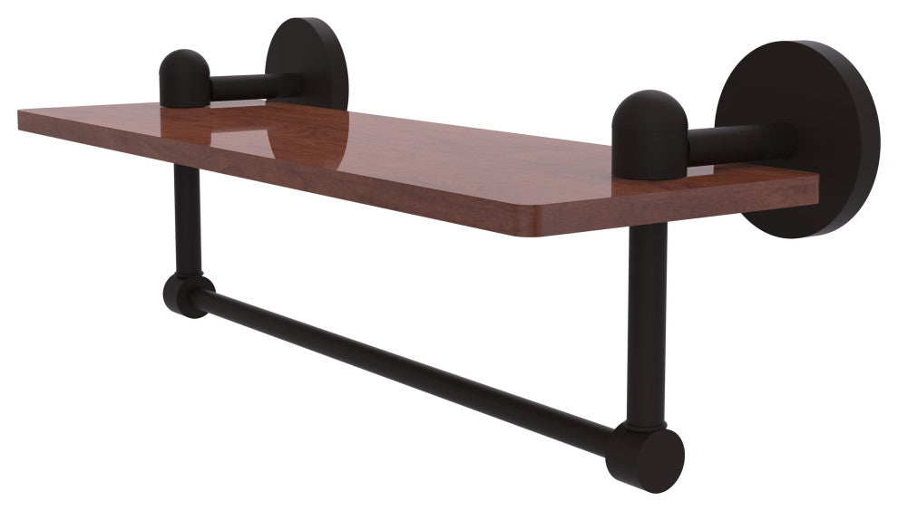 Tango 16" Solid Wood Shelf with Towel Bar, Oil Rubbed Bronze