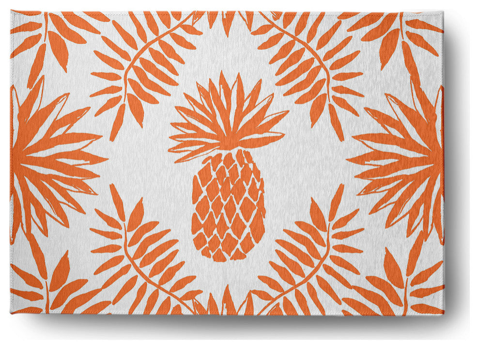 Pineapple Leaves Spring Chenille Rug, Orange, 5'x7'