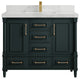 Aberdeen 42 Single Sink Bath Vanity in Dark Forest Green 2" Calacatta Nuvo