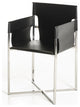 HomeRoots 34" Black Eco Leather and Stainless Steel Dining Chair