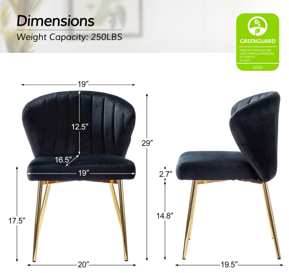 Luna Contemporary Side Chair With Tufted Back, Black