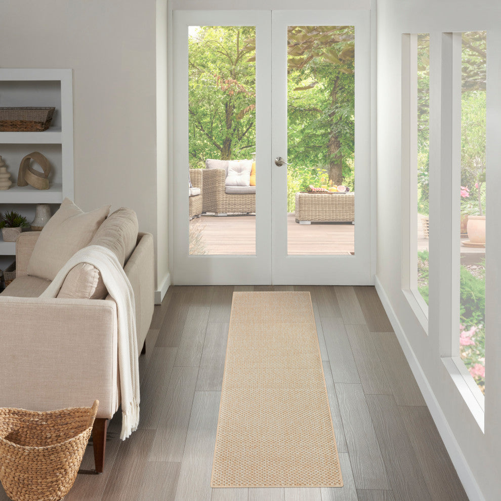 Nourison Tulum 2'2" x 10' Cream Outdoor Rug