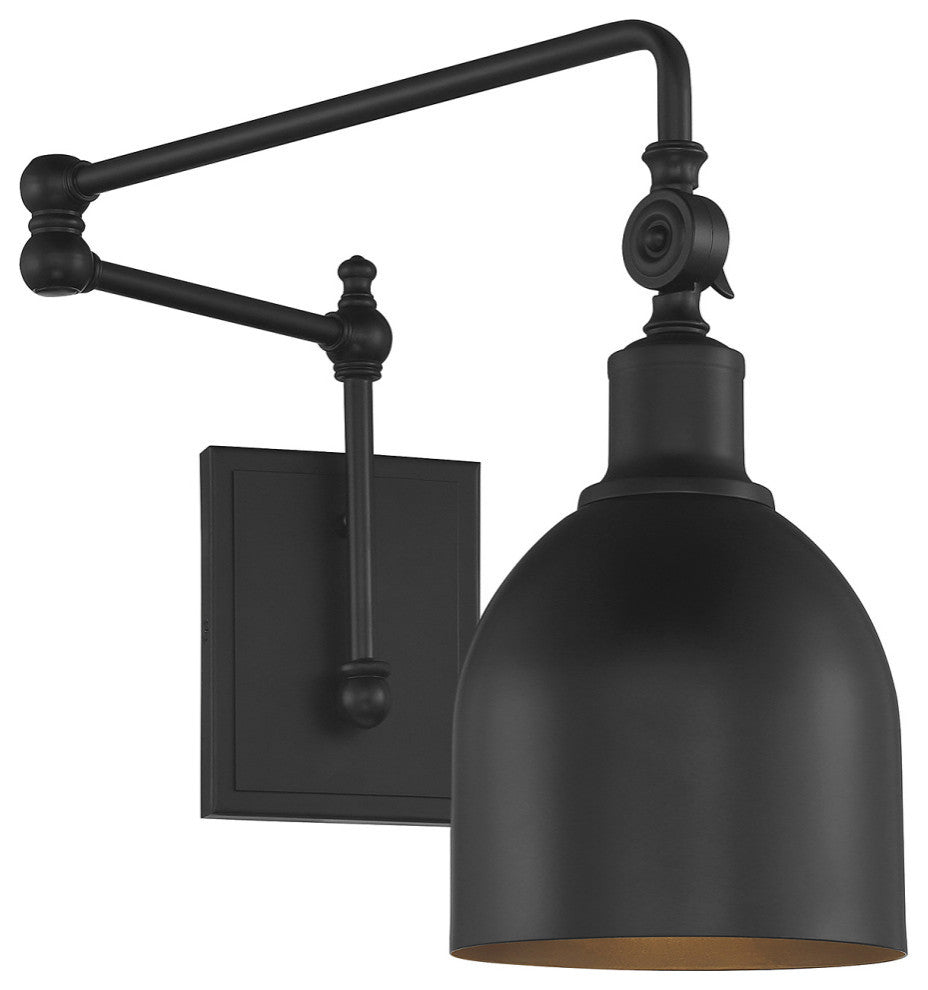 1-Light Adjustable Wall Sconce, Matte Black
