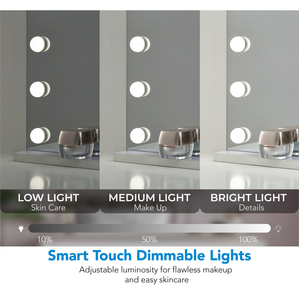 Inspired Home Abdirahman Mirror, LED Bulbs, Color Modes, 20.4Lx4.7Wx16.7H