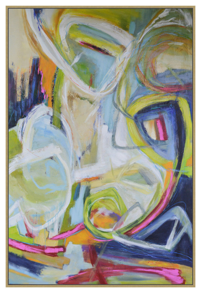 Constant Knot Framed Canvas Art Large Hand Painted Abstract Gold Frame
