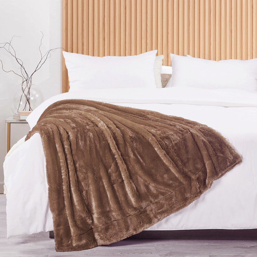 Double Sided Over-Sized Faux Fur Throw Blanket, Amphora, 70''''x80''''