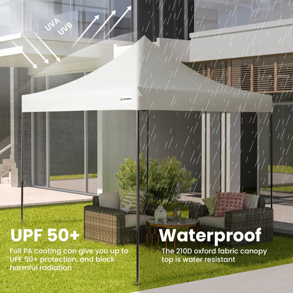 JEAREY Pop Up Canopy Tent, Outdoor Canopy, 4 Sand Bags, Beige, 12x12ft