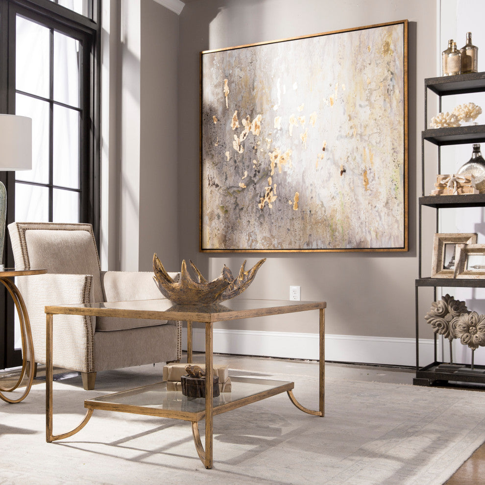 Uttermost Golden Raindrops Firwood and PU Abstract Art in Multi-Color