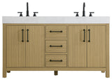 Home Living 60" Double Bathroom Vanity, Honey Brown