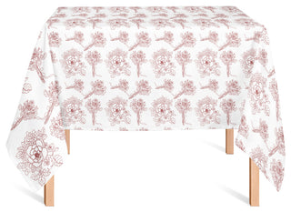 Floral Drawings Red 58x58 Tablecloth