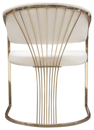 Solstice Dining Chair, Cream Velvet With Polished Gold Metal Frame