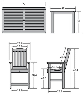 Lehigh 7-Piece Rectangle Counter-Height Dining Set, Coastal Teak