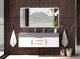 CastelloUSA Nile 60" Wall Mounted Vanity Set, White, Gray Top, Gold Handles