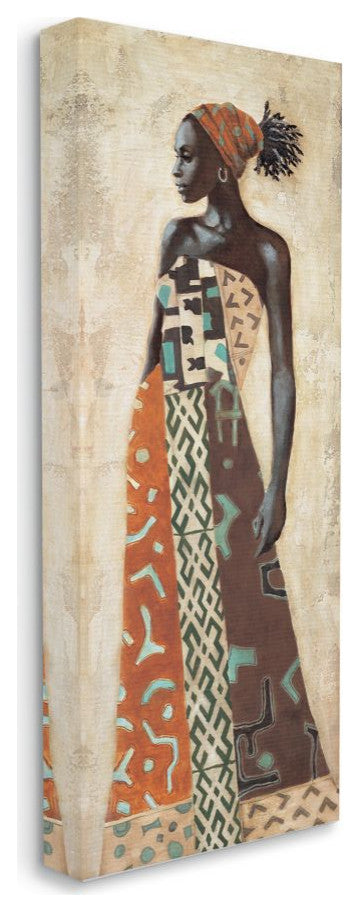 Elegant Female Figure with Intricate Patterned Dress10x24