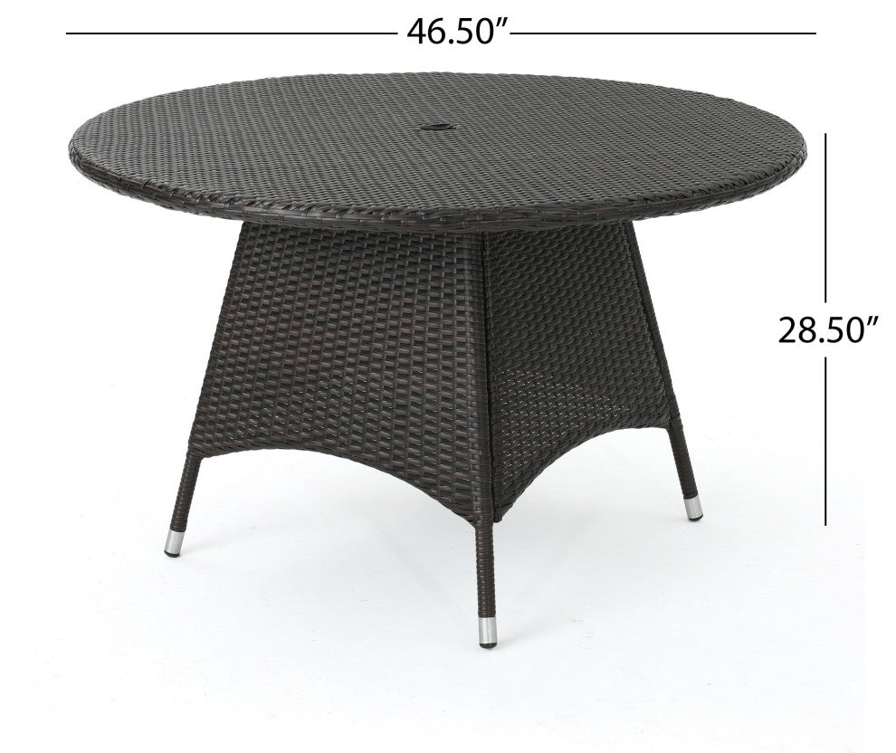 GDF Studio 5-Piece Isco Outdoor Multi-brown Wicker Circular Dining Set