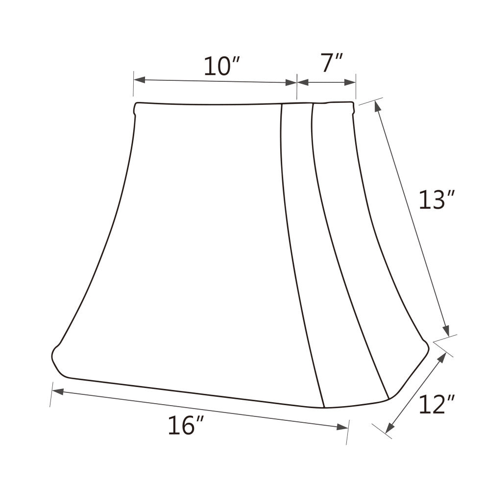 34046 Oblong Cut Corner Bell Spider Lamp Shade, Black, 12" wide, 10"x12"x13"
