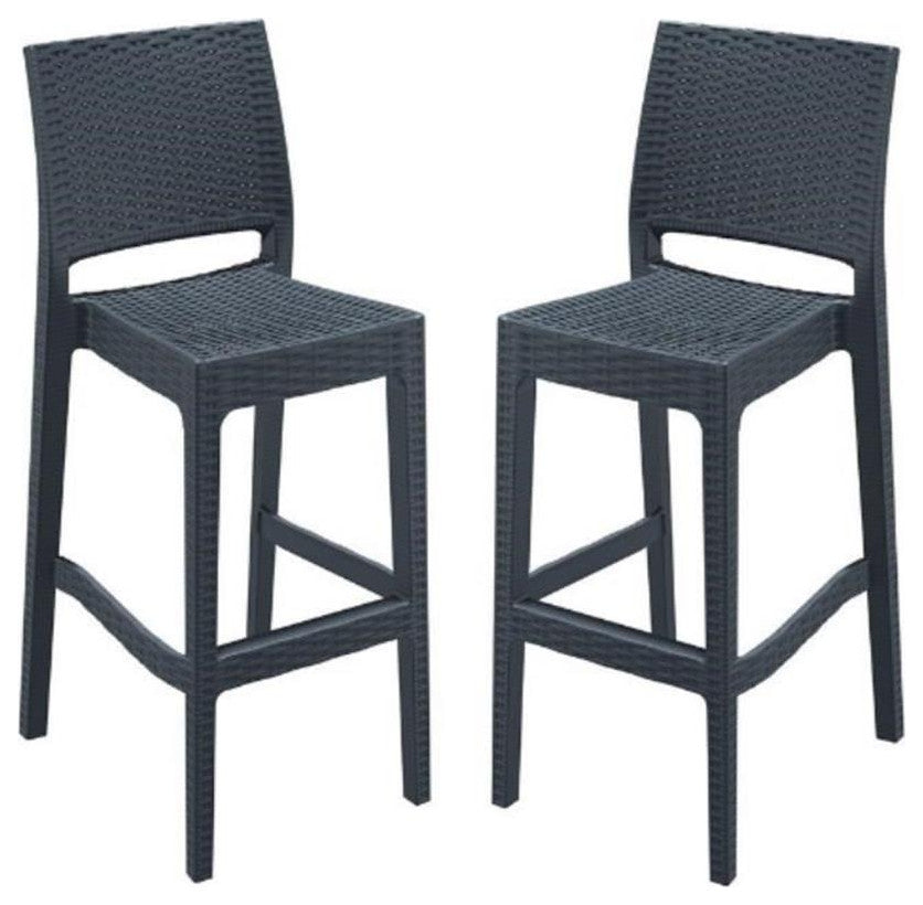 Home Square 29.5" Barstool in Dark Gray - Set of 2