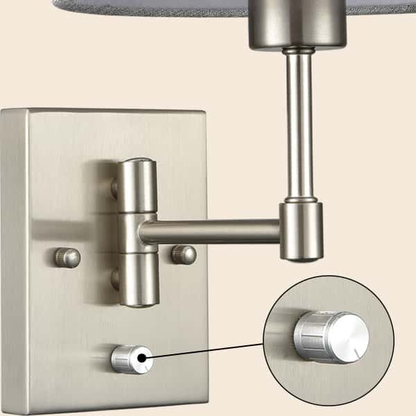Plug-in Wall Sconces Fabric Swing Arm Wall Lamp, Set of 2, Brushed Nickel