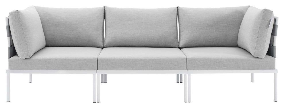 Harmony Sunbrella Outdoor Patio Aluminum Sofa, Gray Gray