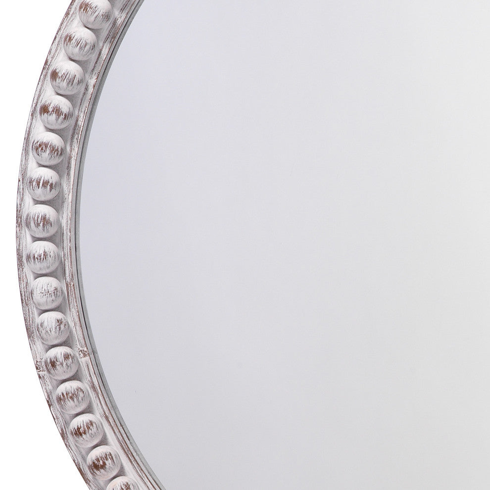 Audrey Beaded Mirror, White Wood