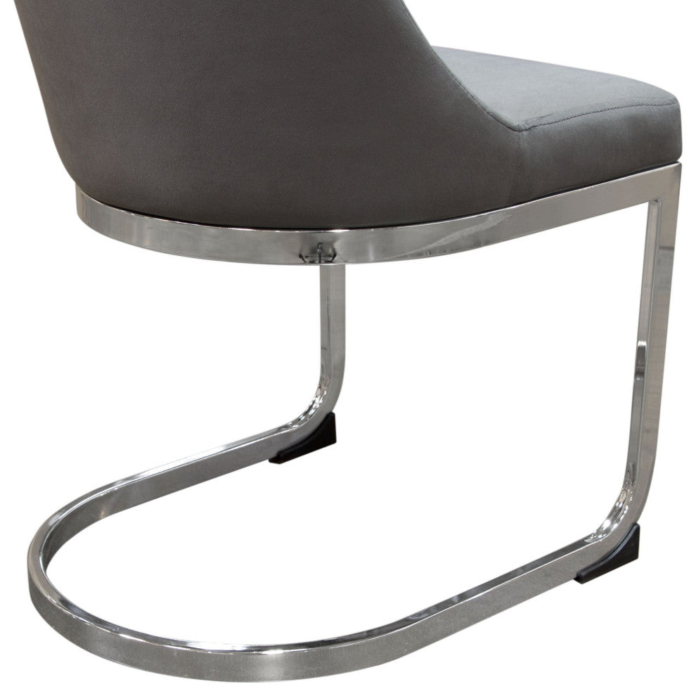 Vogue 2 Dining Chairs With Silver Metal Base, Gray Velvet