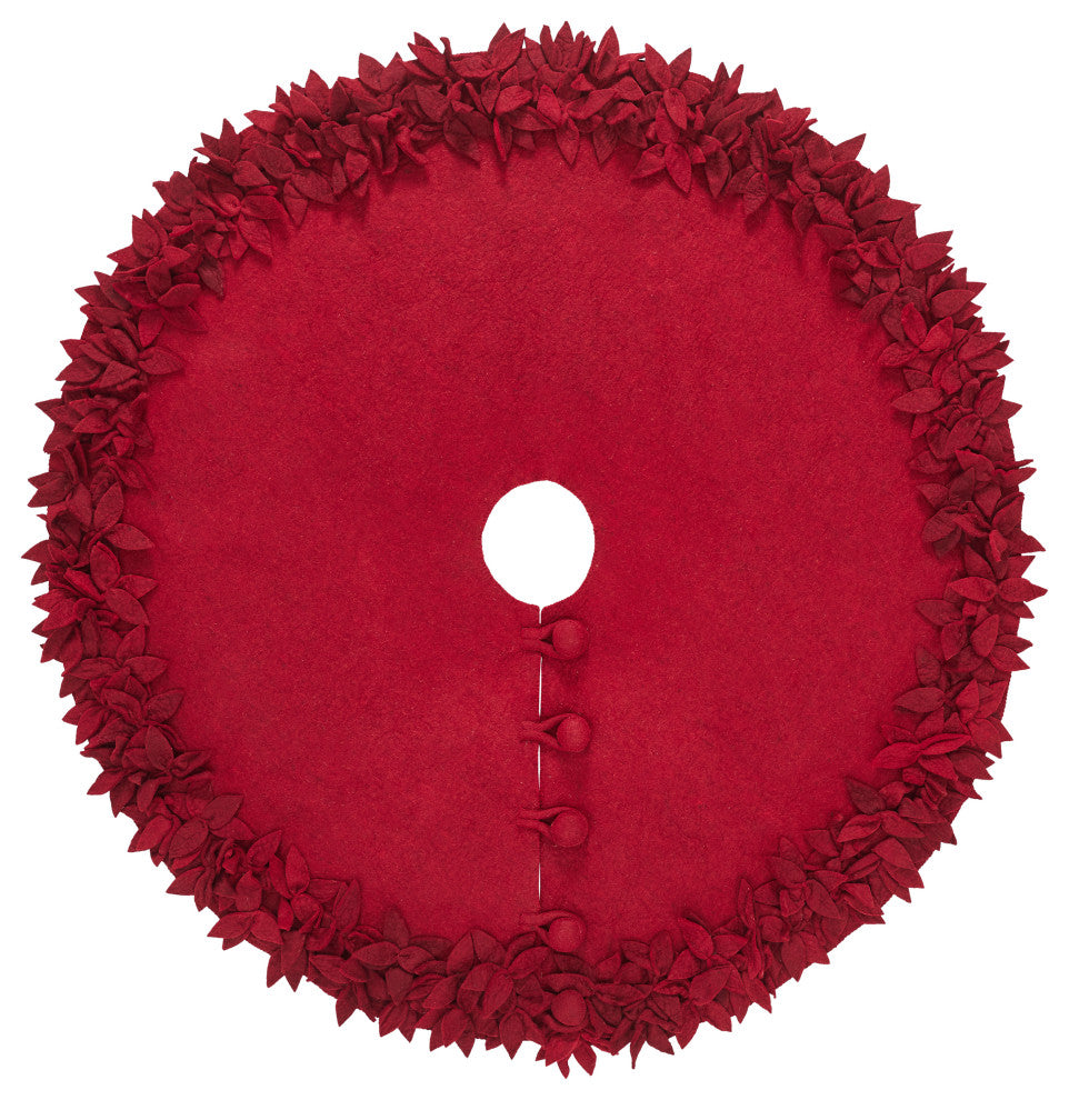 Overlapping Flowers Christmas Tree Skirt in Maroon