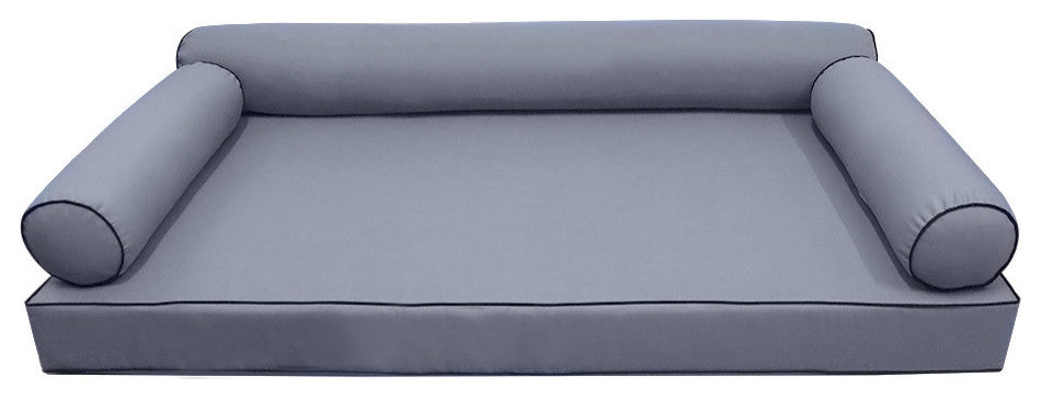 S6 Twin-XL Contrast Trim Mattress Bolster Pillow Outdoor Slip Cover ONLY AD001