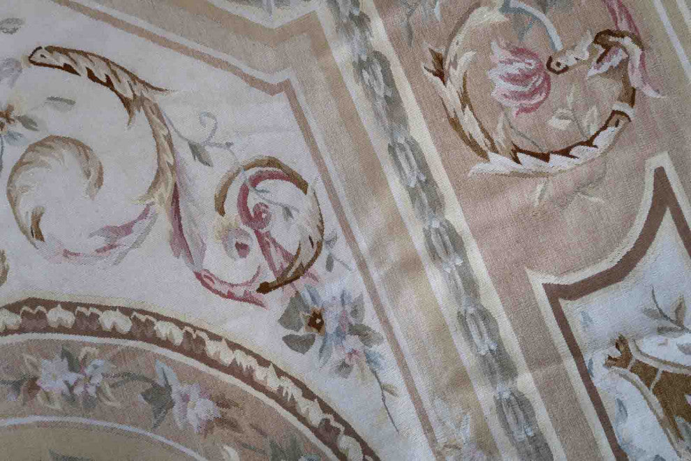 Handmade Vintage French Aubusson Rug 8.7'x12', 266cmx367cm, 1970s