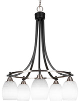 Paramount 5-Light Chandelier, Matte Black & Brushed Nickel, 5" White Matrix