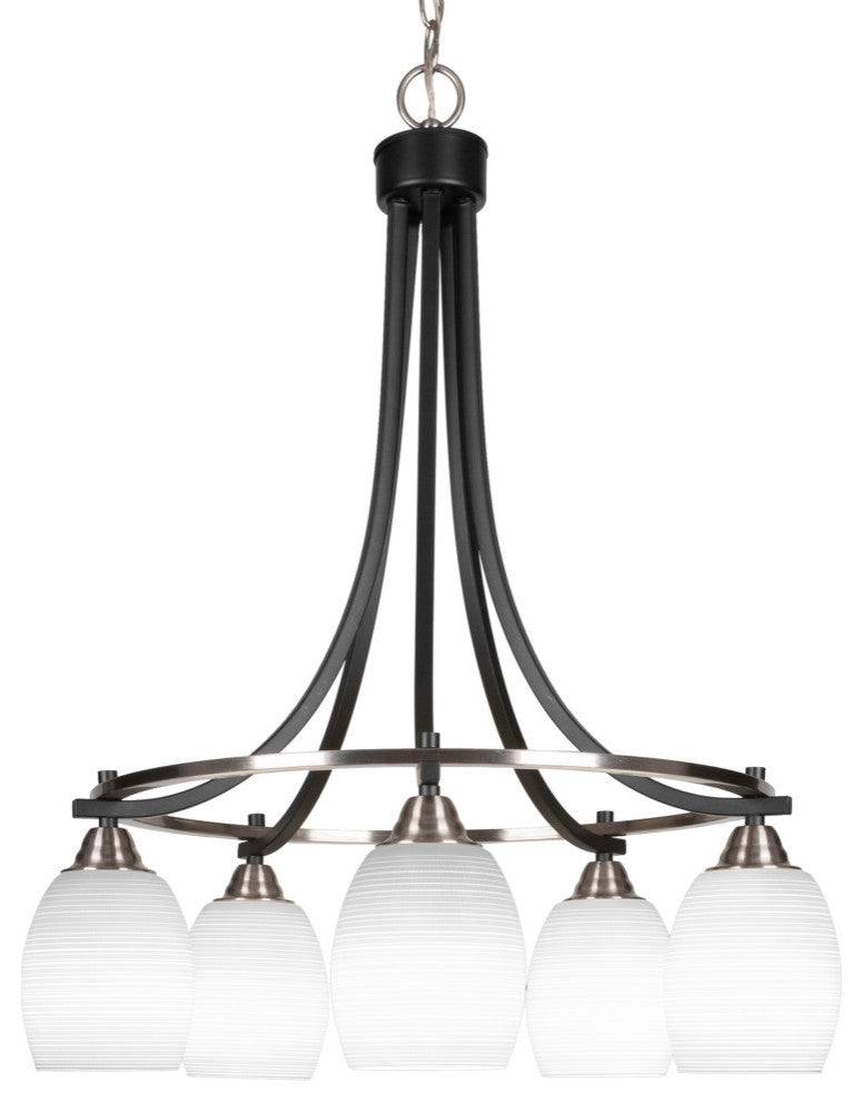 Paramount 5-Light Chandelier, Matte Black & Brushed Nickel, 5" White Matrix
