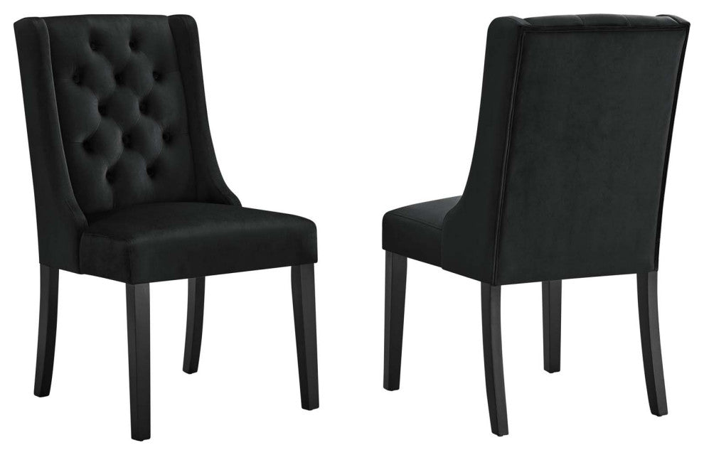 Baronet Performance Velvet Dining Chairs, Set of 2, Black