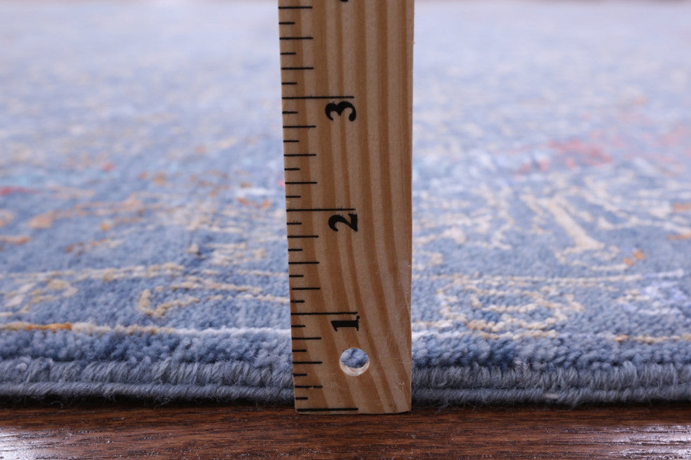 8' 10" X 12' 6" Wool and Silk Modern Hand Knotted Rug Q8704