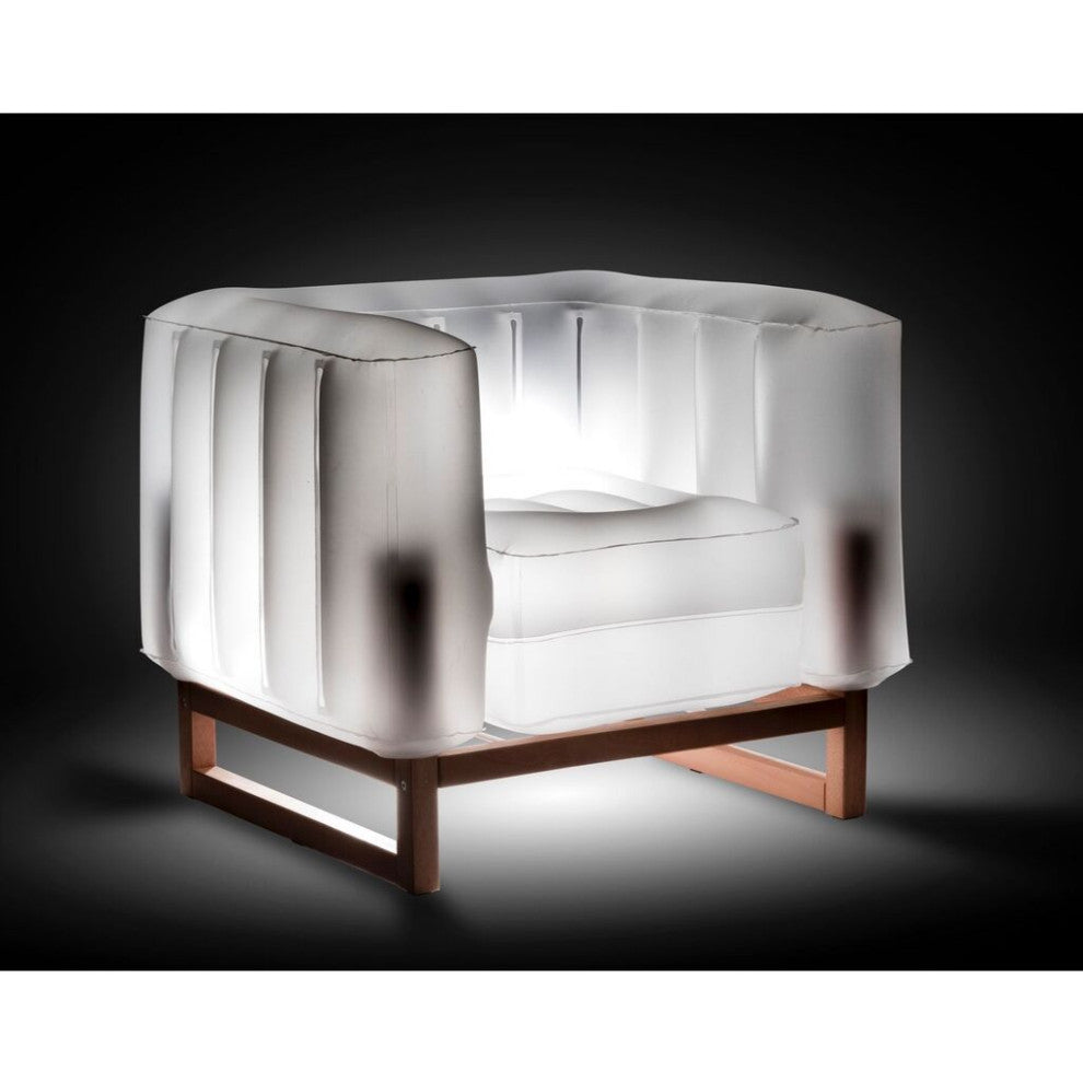 Mojow Eko Yomi Armchair Wood Frame Mattress Translucent with Lighting, White