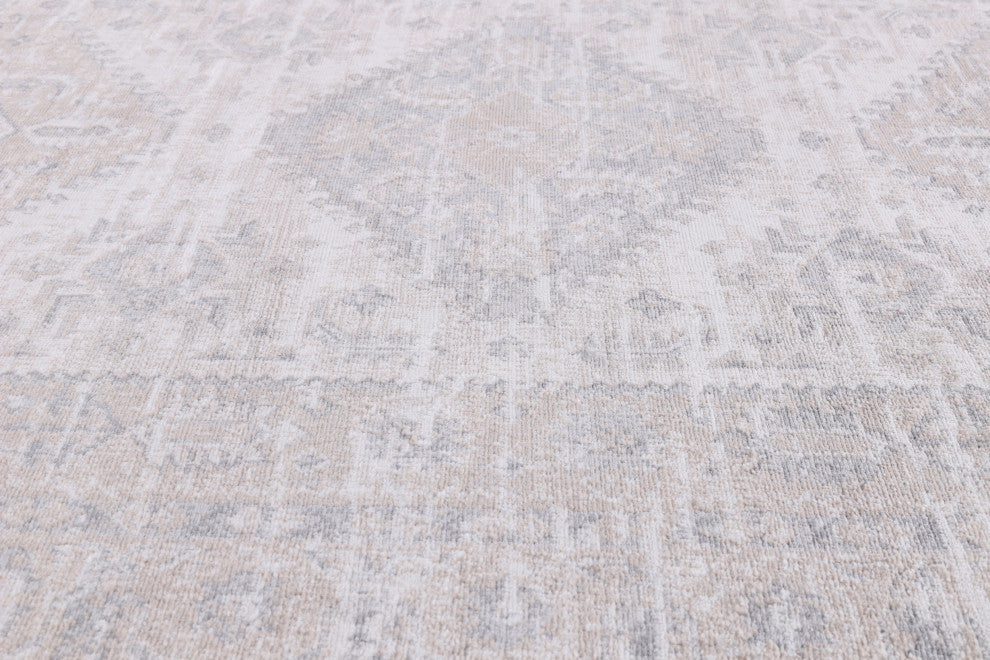 Low-Pile Beck Beige/Gray Rug, Beige, 5'3"x8'
