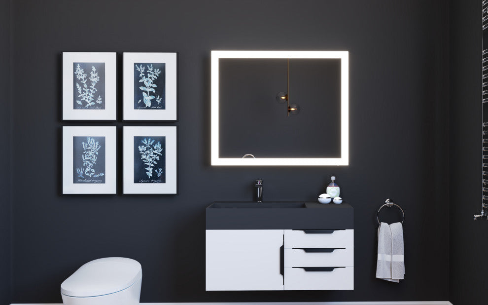 Smart Angelina Dimmable LED Bathroom Mirror with Voice Control, 36" x 30"