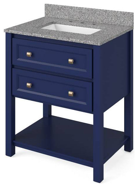 Adler Transitional 30" Hale Blue Vanity, Boulder Cultured Marble Vanity Top