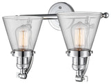 2-Light Small Cone 18" Bath Fixture, Polished Chrome, Glass: Clear
