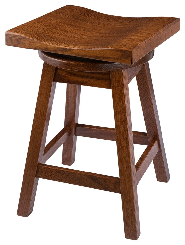 Rustic Urban Swivel Bar Stool in Quarter Sawn Oak, Michael's Cherry, Bar Height