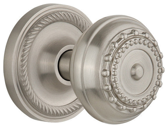 Rope Rosette Privacy Meadows Door Knob, Satin Nickel