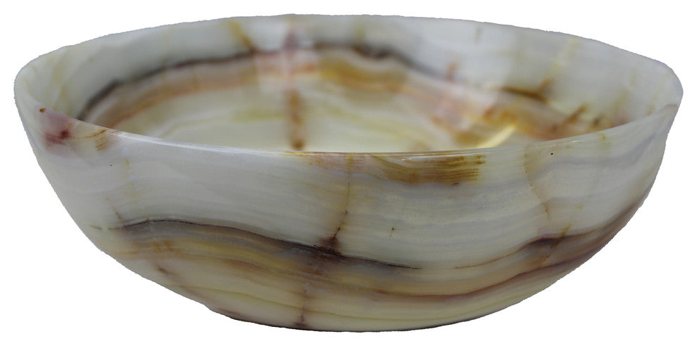 Natural Geo Multicolored Decorative Handcrafted 12" Onyx Bowl