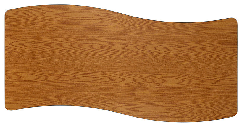 Mobile 26"x60" Wave Laminate Activity Table, Adjustable Short Legs, Oak