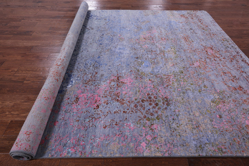 7' 11" X 10' 5" Wool and Silk Modern Handmade Rug Q9260
