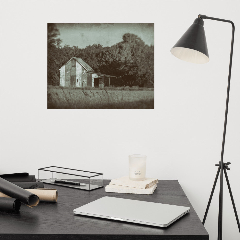Patriotic Barn in Field Landscape Photo Unframed Wall Art Print, 16" X 20"