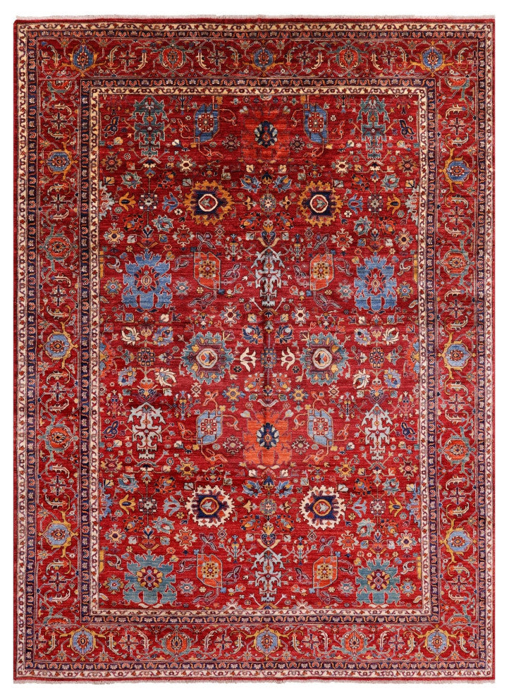9' 9" X 13' 4" Handmade Persian Fine Serapi Wool Rug - Q12636
