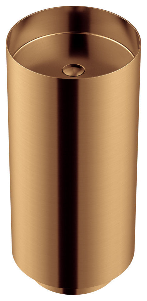 Karran Cinox Stainless Steel Round Pedestal Sink, Brushed Copper