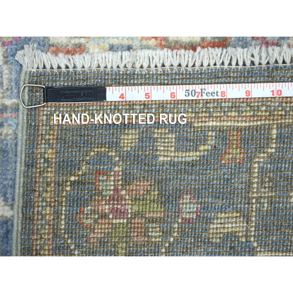 Deim Blue Hand Knotted Angora Oushak XL Runner Soft Afghan Wool Rug 2'6" x 19'2"