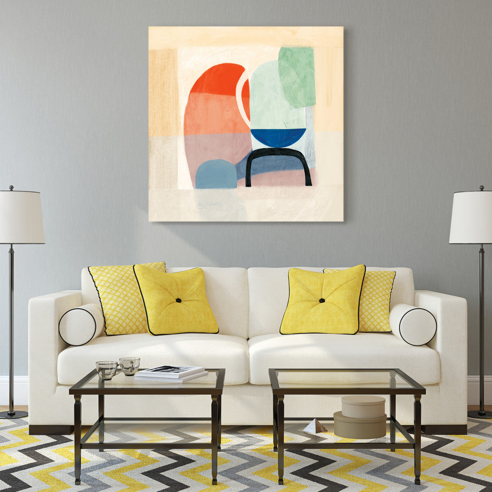 "Multiform II" Abstract Wall Art on Frameless Free Floating Tempered Glass