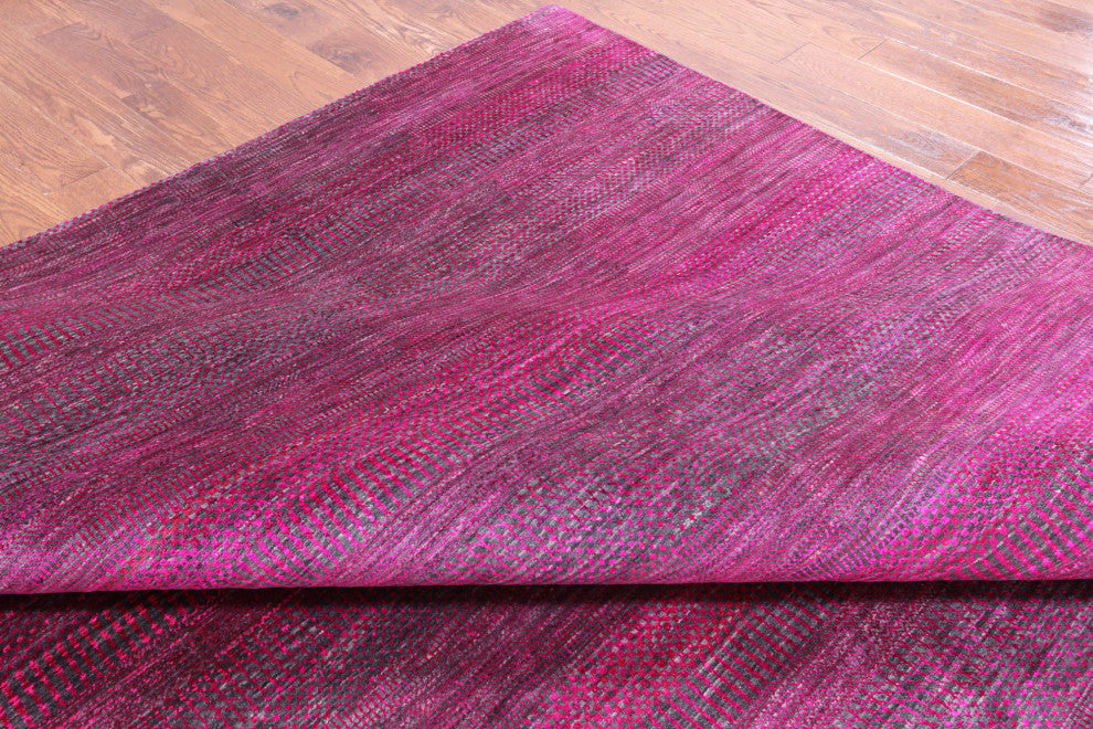 8' 11" X 17' 11" Super Savannah Gabbeh Hand Knotted Wool and Silk Rug Q6113