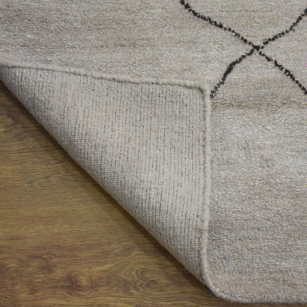 HAND KNOTTED LOOM SILK AREA RUGS-5'x8',Rectangle,Beige Brown,Contemporary